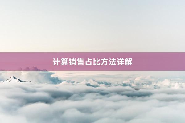 计算销售占比方法详解